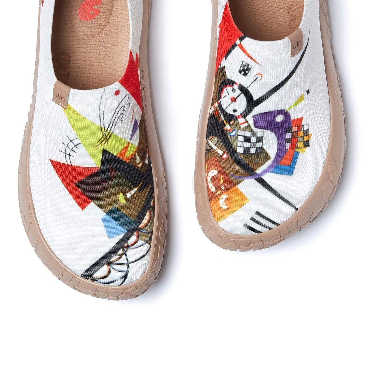 UIN Art Story Vassily Kandinsky Auf Weiss II Women's Walking Travel Shoes Knit Casual Loafers Lightweight Comfort Fashion Sneaker 235mm, UK Size 4, EU Size (37)
