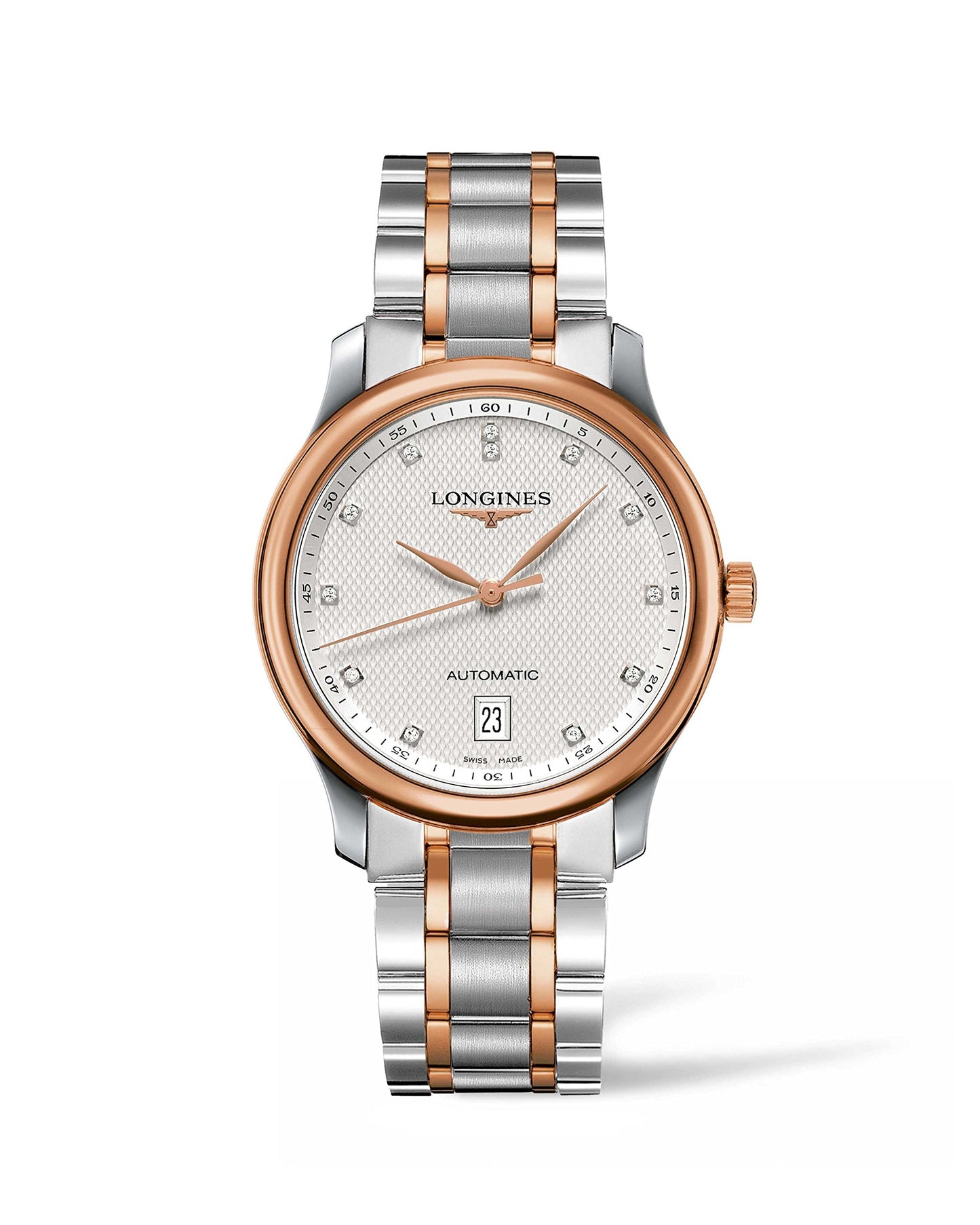 Longines Master Men's Watch Diamonds White Dial Sapphire Automatic L26285977, White, Modern