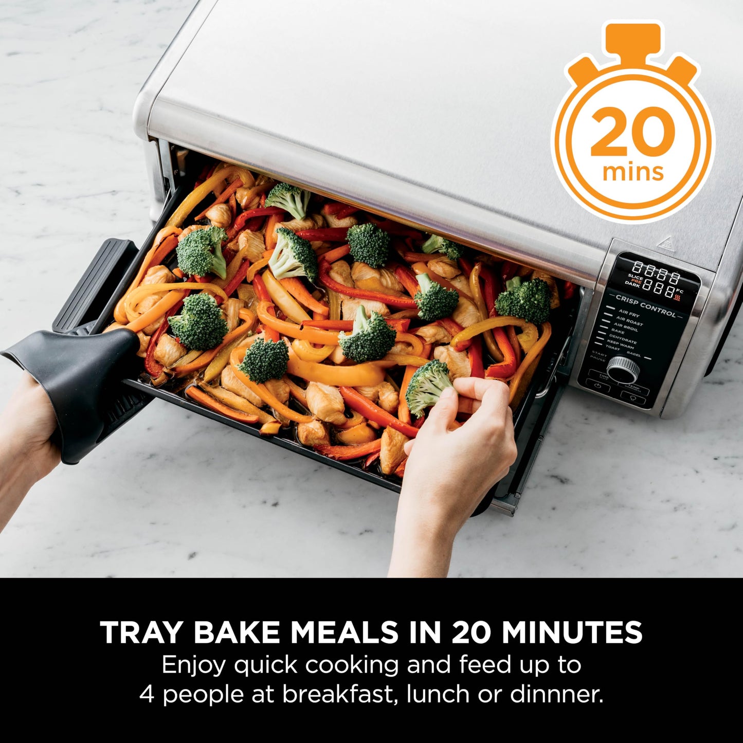 Ninja Foodi 8-in-1 Flip Oven, Portable Mini Oven for Countertop and Work Surfaces, Multifunctional Oven with 8 Cooking Functions; Air Fry, Roast, Grill, Bake and more. Silver/Black SP101UK