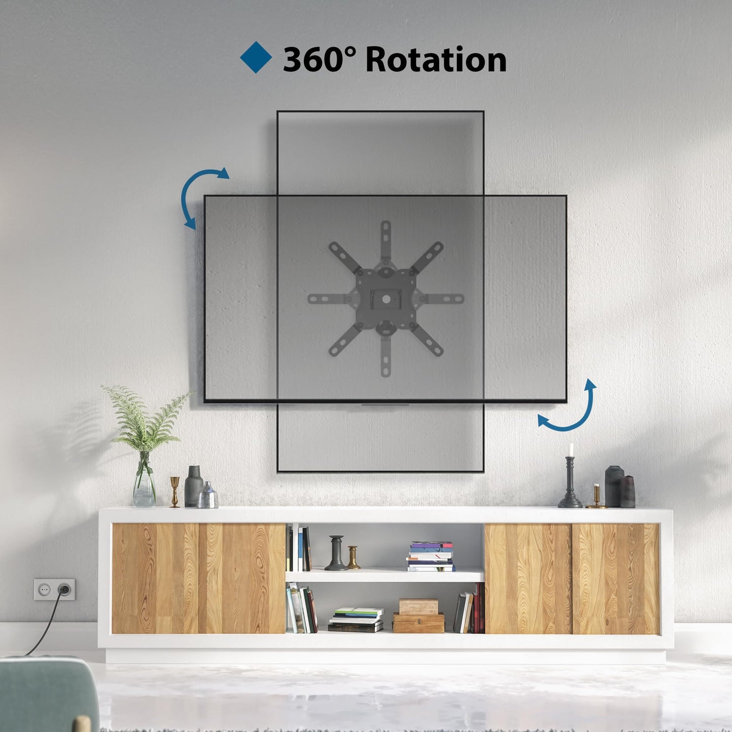BONTEC TV Wall Bracket for Most 13-42 Inch LED LCD TVs, Tilt, Swivel and 360°Rotation Monitor Wall mount with Max VESA 200x200mm, up to 20kgs, with Safety Screws, Bubble Level, Cable Ties included