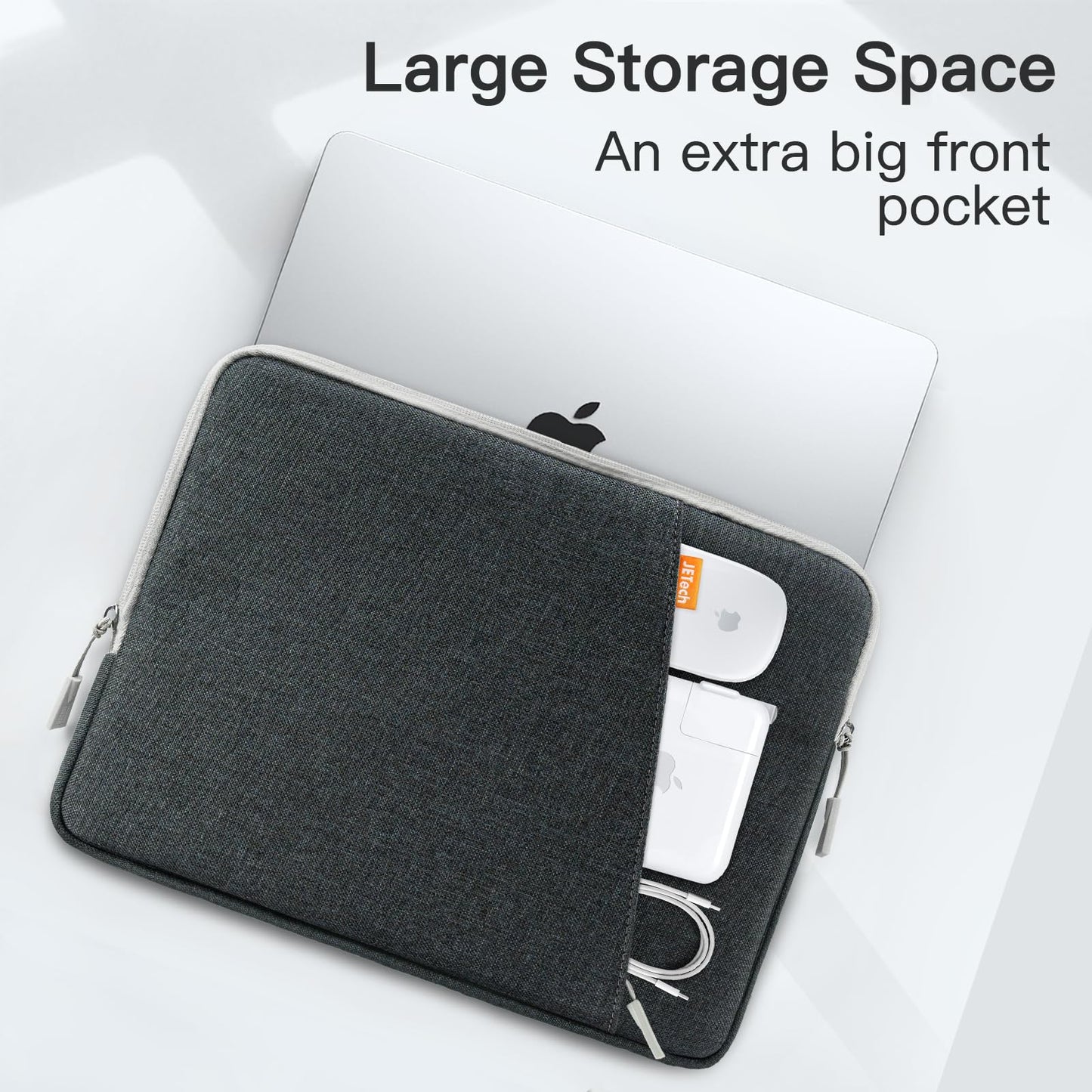 JETech Laptop Sleeve for 13-14Inch MacBook Air/Pro (M4/M3/M2/M1) 2021-2025, 13-13.6 Inch Notebook, Waterproof Shock Resistant Bag Case with Accessory Pocket (Dark Grey)