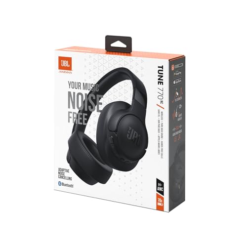 JBL Tune 770 NC Wireless Over-Ear Bluetooth Headphones with Adaptive Noise-Cancelling Technology and 70-Hour Battery Life, Black