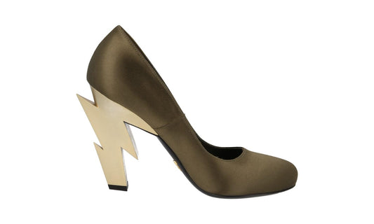 Prada Women's 1I834L ZIZ F0HPP Green Satin Court Shoes/Pumps UK 4 / EU 37
