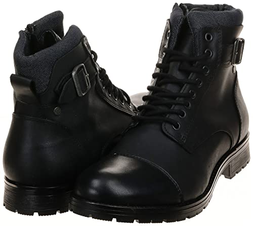 JACK & JONES Jfwalbany Leather Anthracite STS, Men’s Biker Boots, Grey, 10 UK (44 EU)