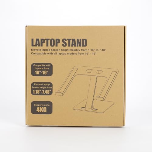 Babacom Laptop Stand Lap Desk, Ergonomic Foldable Computer Stand with Adjustable Height, Ventilated Aluminium Alloy Riser Compatible with MacBook Air, Pro, All 10-16" Laptops (Silver)