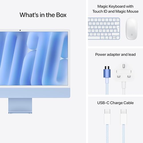 Apple iMac All-in-One Desktop Computer with M4 chip with 10-core CPU and 10-core GPU: Built for Apple Intelligence, 24-inch Retina Display, 24GB Unified Memory, 512GB SSD storage; Blue