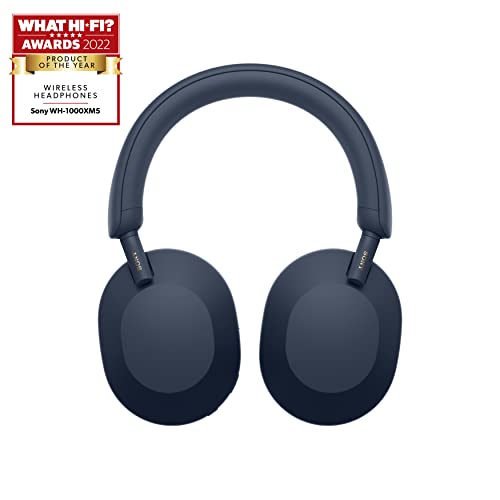 Sony WH-1000XM5 Noise Cancelling Wireless Over-Ear Headphones, Bluetooth, Clear Call Quality, Hi-Res, Up to 30hr Battery Life, Quick Charge, Alexa & Google Assistant, iOS & Android - Midnight Blue