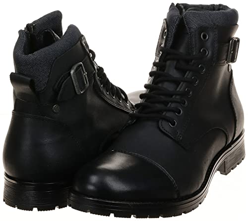 JACK & JONES Jfwalbany Leather Anthracite STS, Men’s Biker Boots, Grey, 10 UK (44 EU)