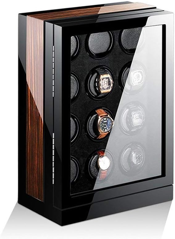 Watch Winder Automatic Watch Winder Box 12 Wooden Battery Quiet Watches Case Watches Boxes Winders Display Storage Black and Brown