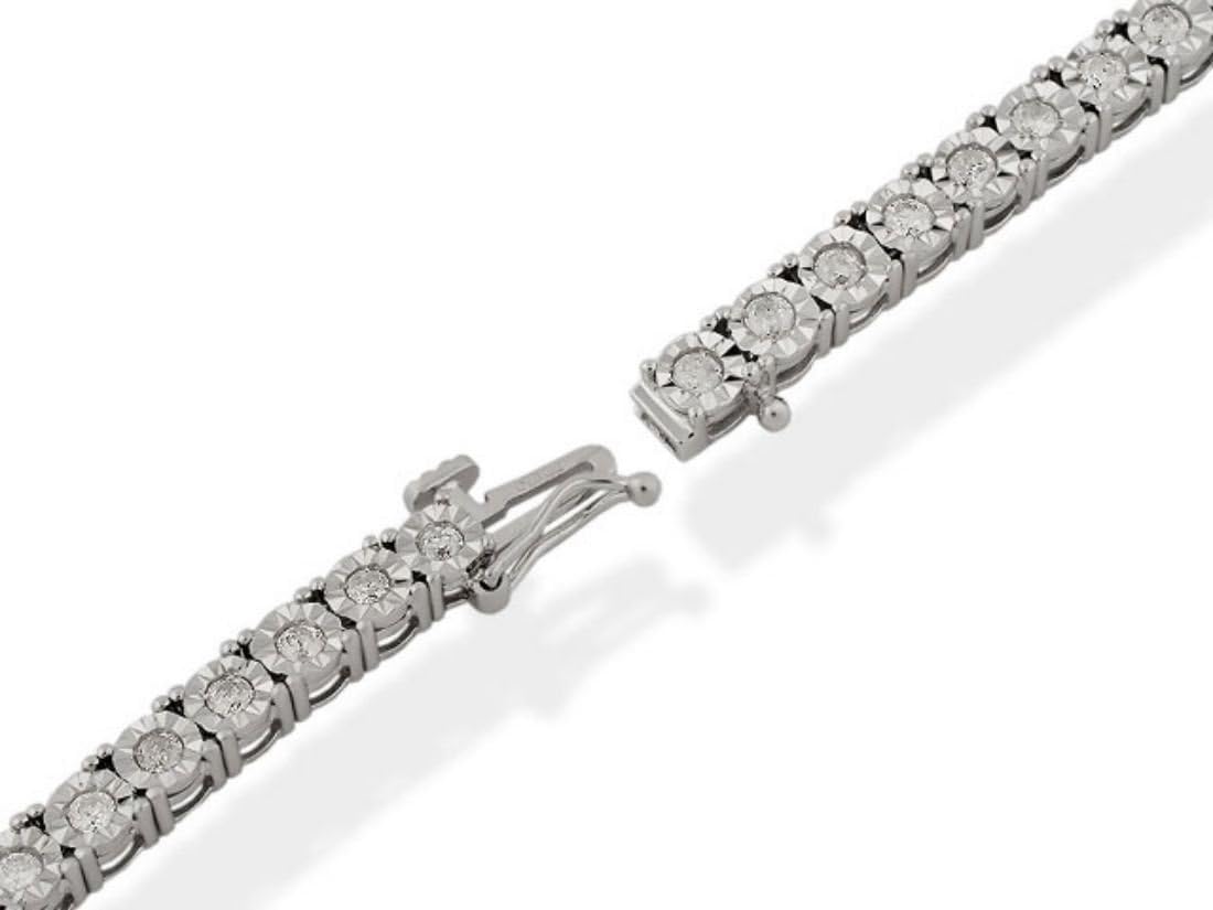 F.Hinds Womens Jewellery 9Ct White Gold 2 Carat Diamond Tennis Bracelet