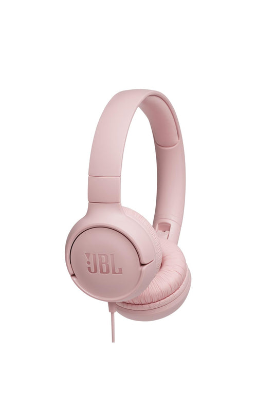 JBL Tune 500 On-Ear Lightweight Foldable Headphones with Pure Bass Sound, 1-Button Remote with Built-In Microphone, Pink