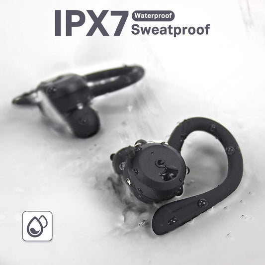 APEKX Bluetooth Headphones True Wireless Earbuds with Charging Case IPX7 Waterproof Stereo Sound Earphones Built-in Mic In-Ear Headsets Deep Bass for Sport Running Black