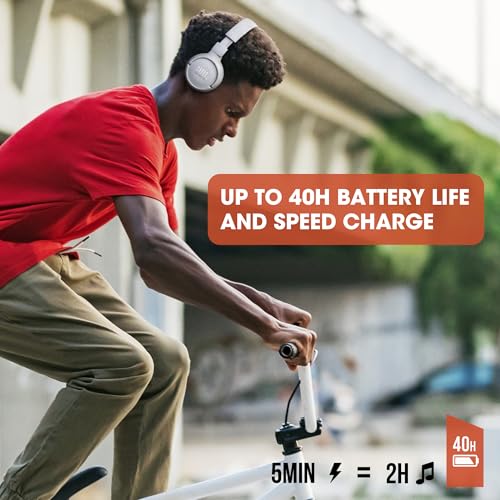 JBL Tune 510 BT Wireless On-Ear Headphones with Bluetooth 5.0 and Speed Charge, Up to 40 Hours Battery Life, Black