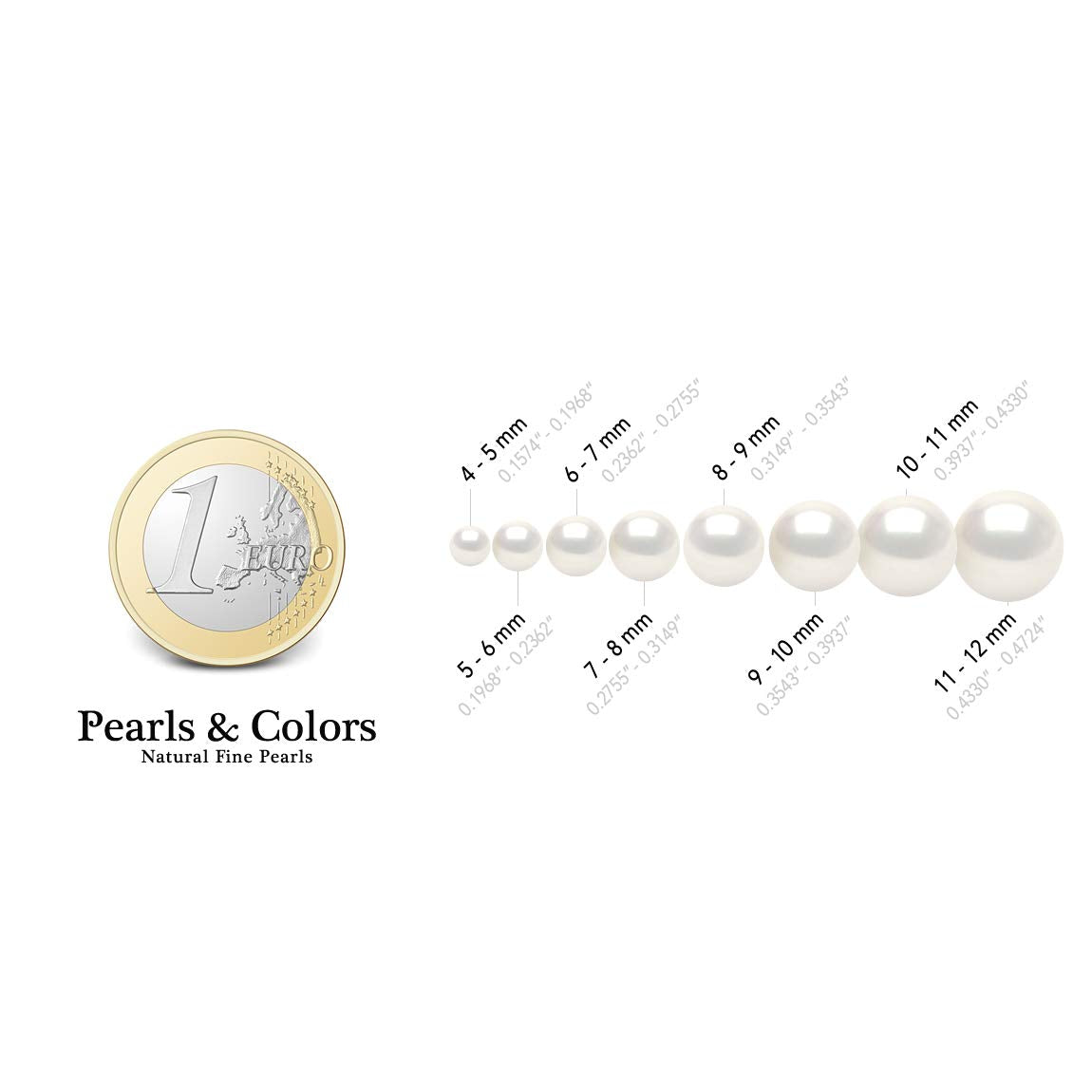 PEARLS & COLORS - Genuine Japanese Akoya Round Cultured Pearl Necklace - AA+ Quality - White Gold 750 (18 K) Prestige Marine Ring Clasp - Women's Jewellery