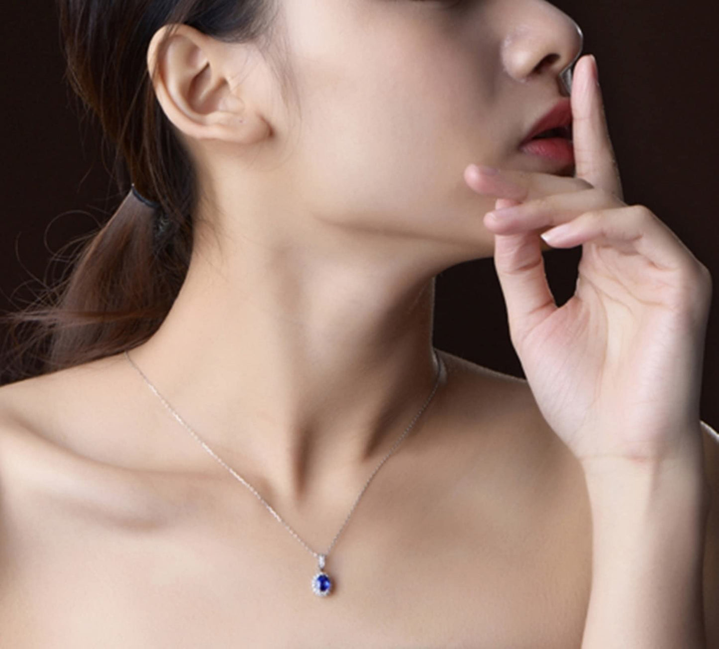 Jewelry Necklaces, Sapphire Necklace Birthstone with Blue 1.28Carat Good Cut Gemstone 18K Luxurious Ladies Necklace Gift