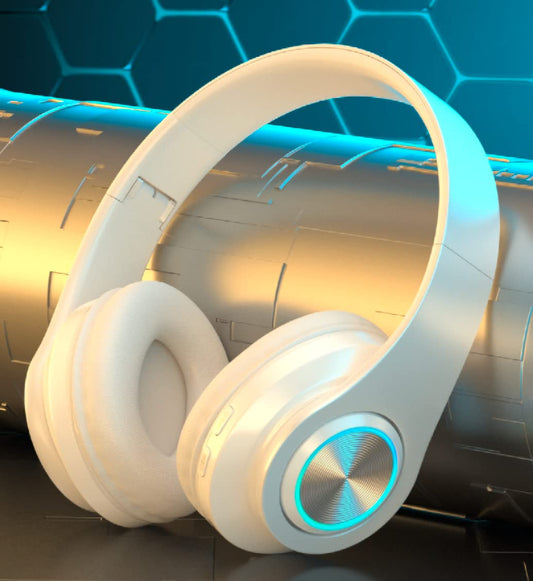 MUARRON Wireless bluetooth headphones-Colorful lights/Foldable/Large battery capacity/Built-in microphone-Bluetooth 5.0/10 m range/Stereo surround/Comfortable affixed ears