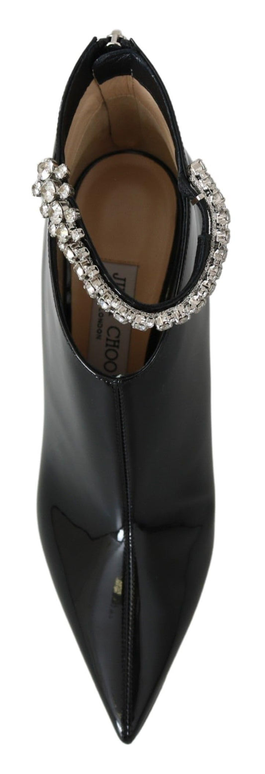 JIMMY CHOO Black Leather Blaize 100 Pat Boots Shoes, Black, 9 UK