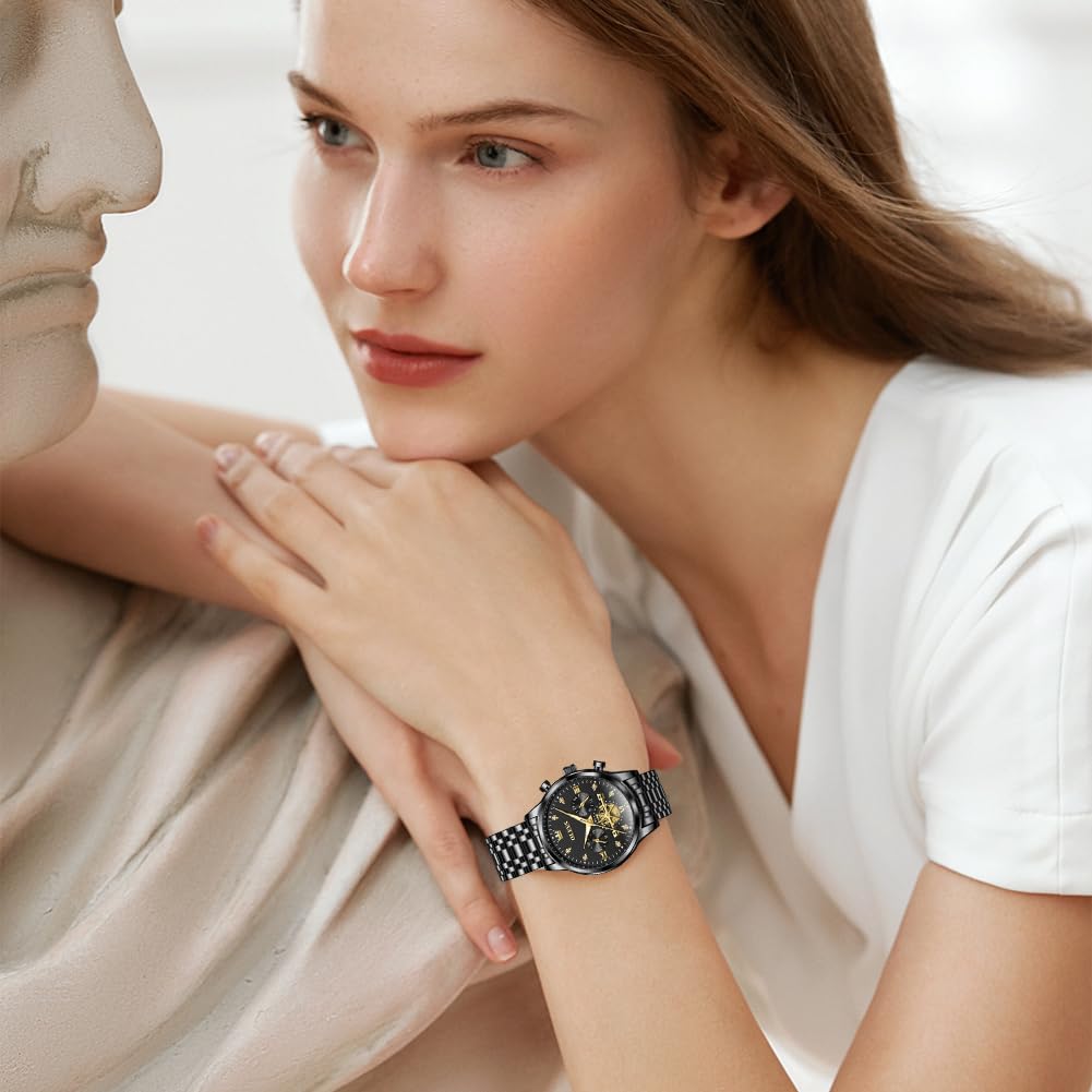 OLEVS Women Watches Luxury Diamond Wrist Watches for Women Gold and Silver Stainless Steel Waterproof with Date Quartz Ladies Watch