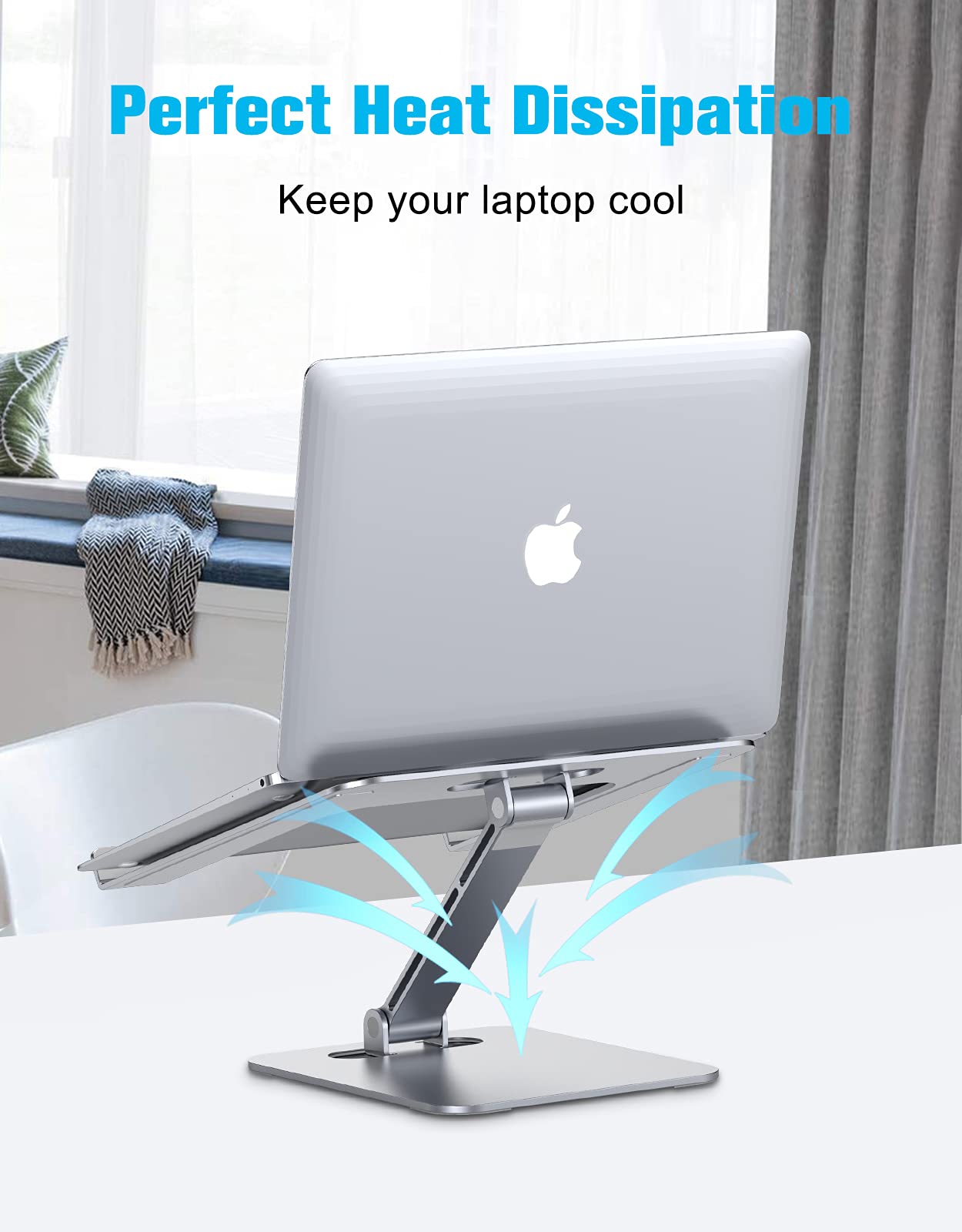 Babacom Laptop Stand Lap Desk, Ergonomic Foldable Computer Stand with Adjustable Height, Ventilated Aluminium Alloy Riser Compatible with MacBook Air, Pro, All 10-16" Laptops (Silver)