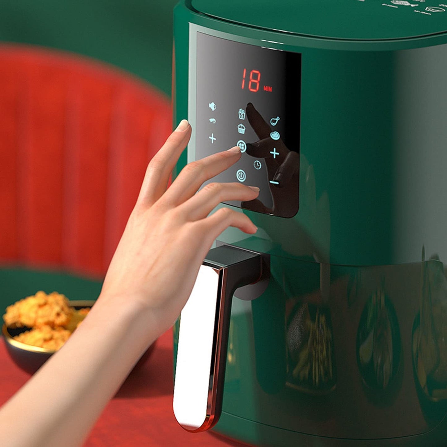 6L Air Fried Pot Oven, Cooking Book And Baking Suit, Temperature Control And Timer (Color : Groen)