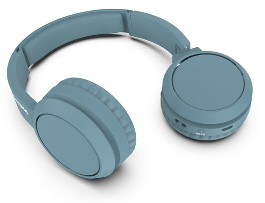 Philips On-Ear Headphones H4205BL/00 with Bass Boost Button (Bluetooth, 29 Hours Playback Time, Quick Charging Feature, Noise Isolating, Flat Folding), Matte Blue - Model, On-Ear
