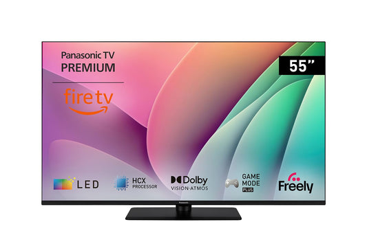 Panasonic TV-55W80AEY W80 Series 55 inch 4K Ultra HD LED Smart TV, 2024, Fire TV, Freely, Dolby Vision & Atmos, Alexa Voice Control, Airplay, Black