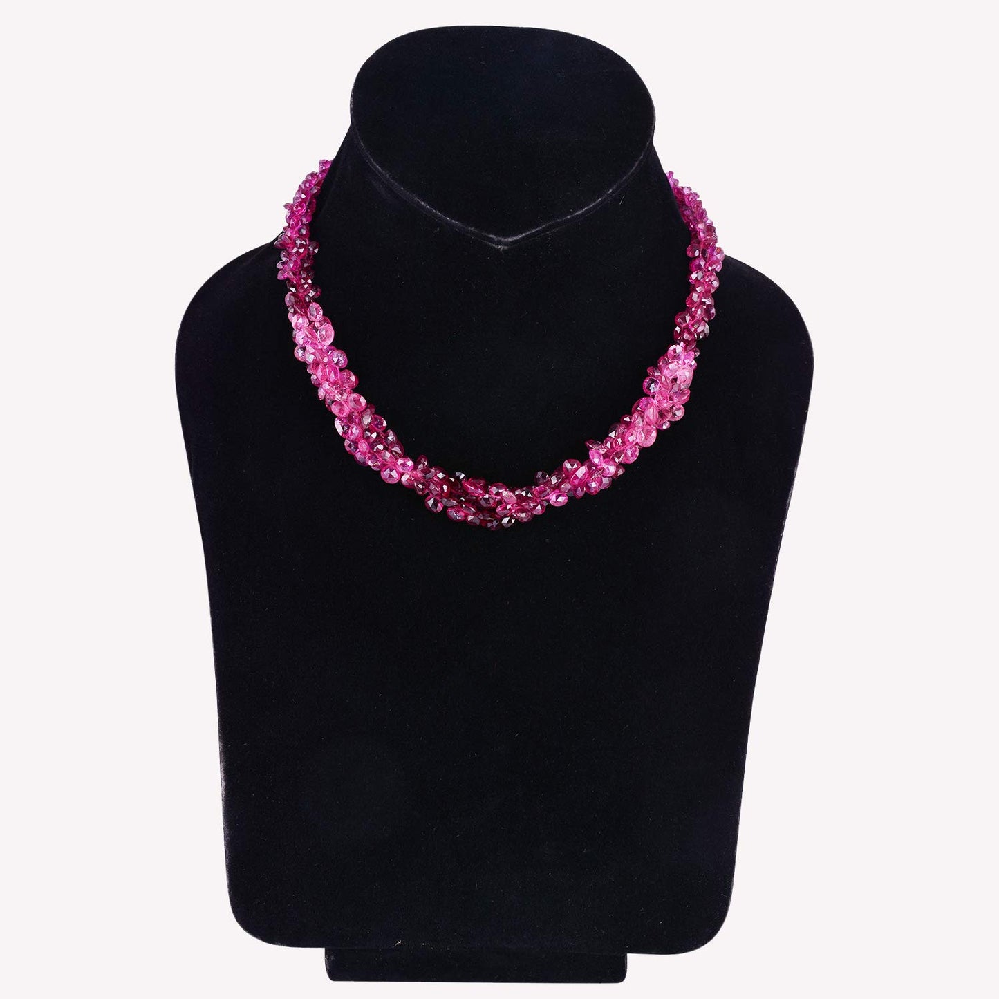 Shweta Creations Diamond Necklace 18K White Gold Necklace, Pink Tourmaline 234 Cts, With 0.90 Cts Natural Diamonds (H I Color, Vs2 Si1 Clarity) Fine Jewelry For Women Gifts, Statement Necklace