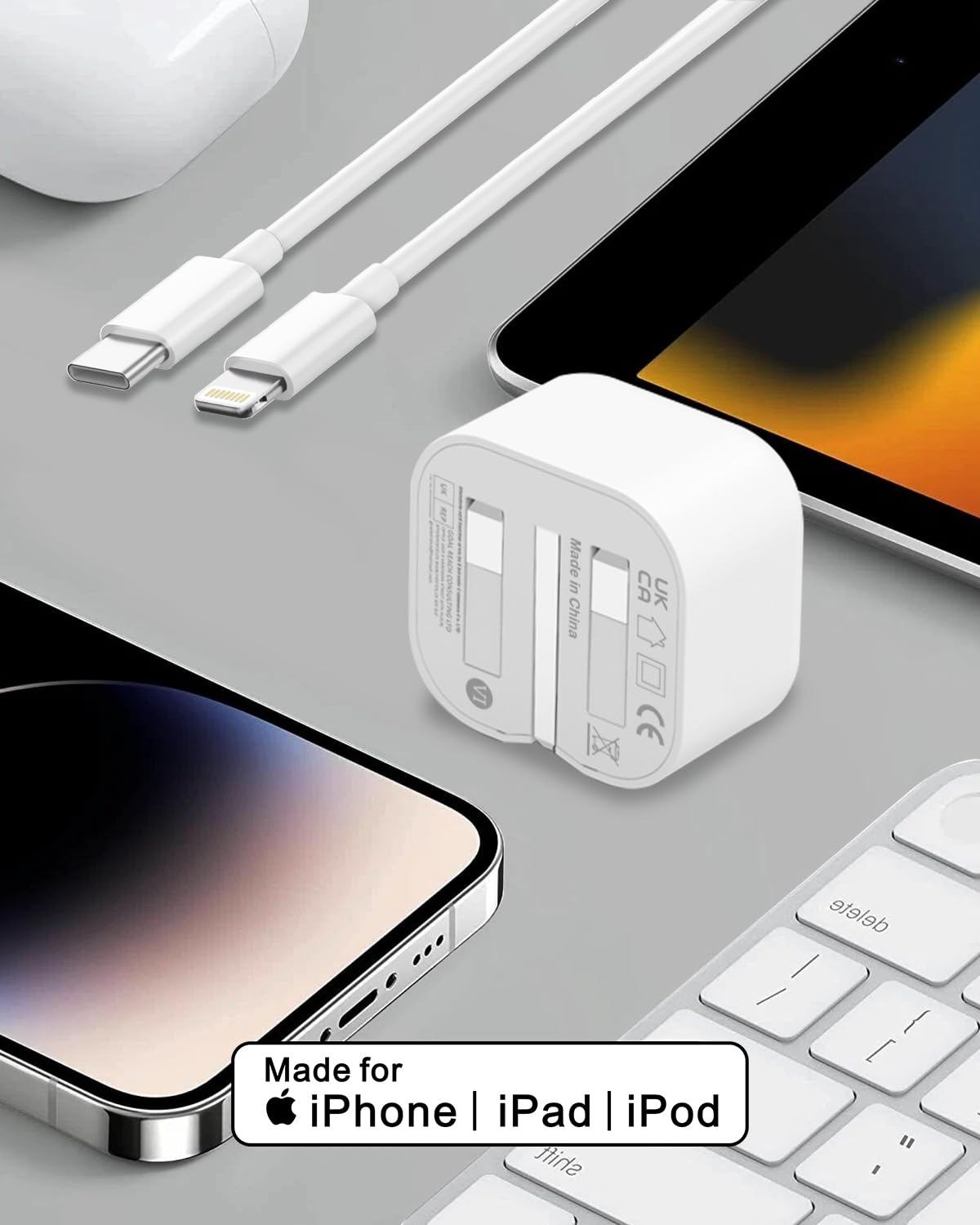 iPhone Fast Charger Plug and 2M Cable [Apple MFi Certified], 20W Fast Charge for Apple iPhone 14/14 Pro/13/13 Pro/12/12 Pro/11/SE/10/8, iPhone Charger Cable and USB C Fast Charger Plug Power Adapter