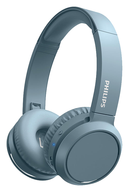 Philips On-Ear Headphones H4205BL/00 with Bass Boost Button (Bluetooth, 29 Hours Playback Time, Quick Charging Feature, Noise Isolating, Flat Folding), Matte Blue - Model, On-Ear