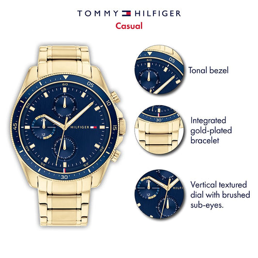 Tommy Hilfiger Analogue Multifunction Quartz Watch for Men with Silver Stainless Steel or Leather Bracelet