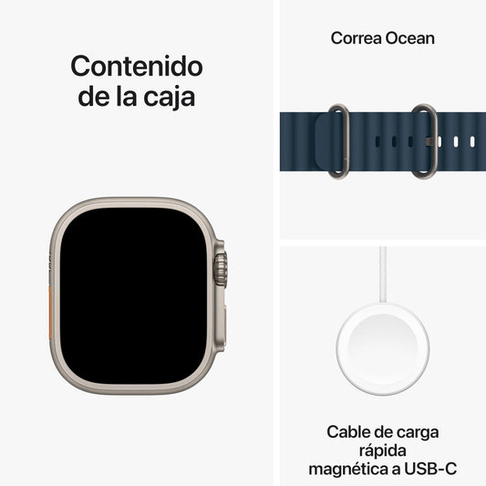 Apple Watch Ultra 2 [GPS + Cellular, 49MM] Titanium Case with Blue Ocean Band - One Size(Renewed)