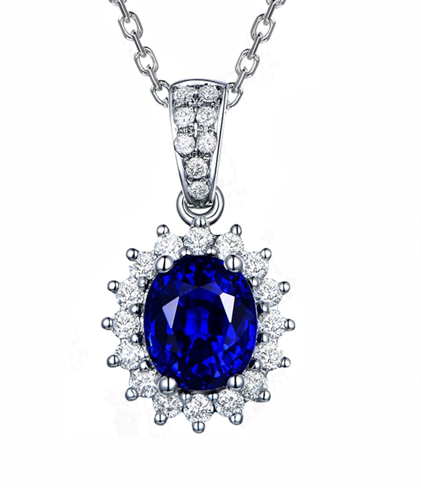 Jewelry Necklaces, Sapphire Necklace Birthstone with Blue 1.28Carat Good Cut Gemstone 18K Luxurious Ladies Necklace Gift