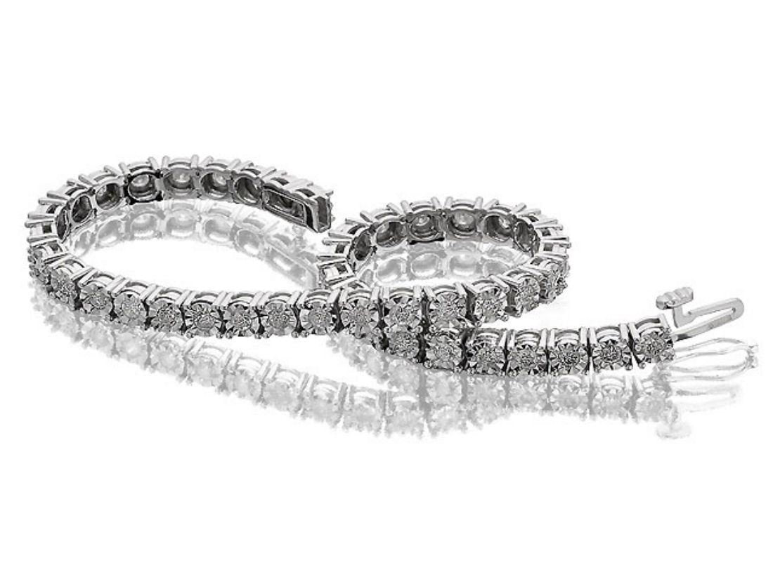 F.Hinds Womens Jewellery 9Ct White Gold 2 Carat Diamond Tennis Bracelet