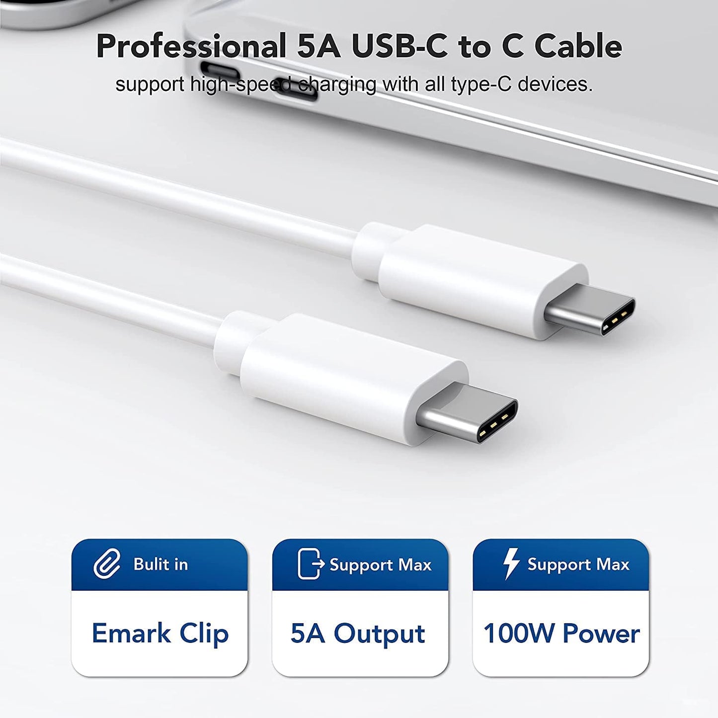 Mac Book Pro Charger-USB C Charger Block 96W Fast Charger for MacBook Air, iPad Pro, iPhone 15, Laptop Type C Charger Fast Charging, Include Charge Cable