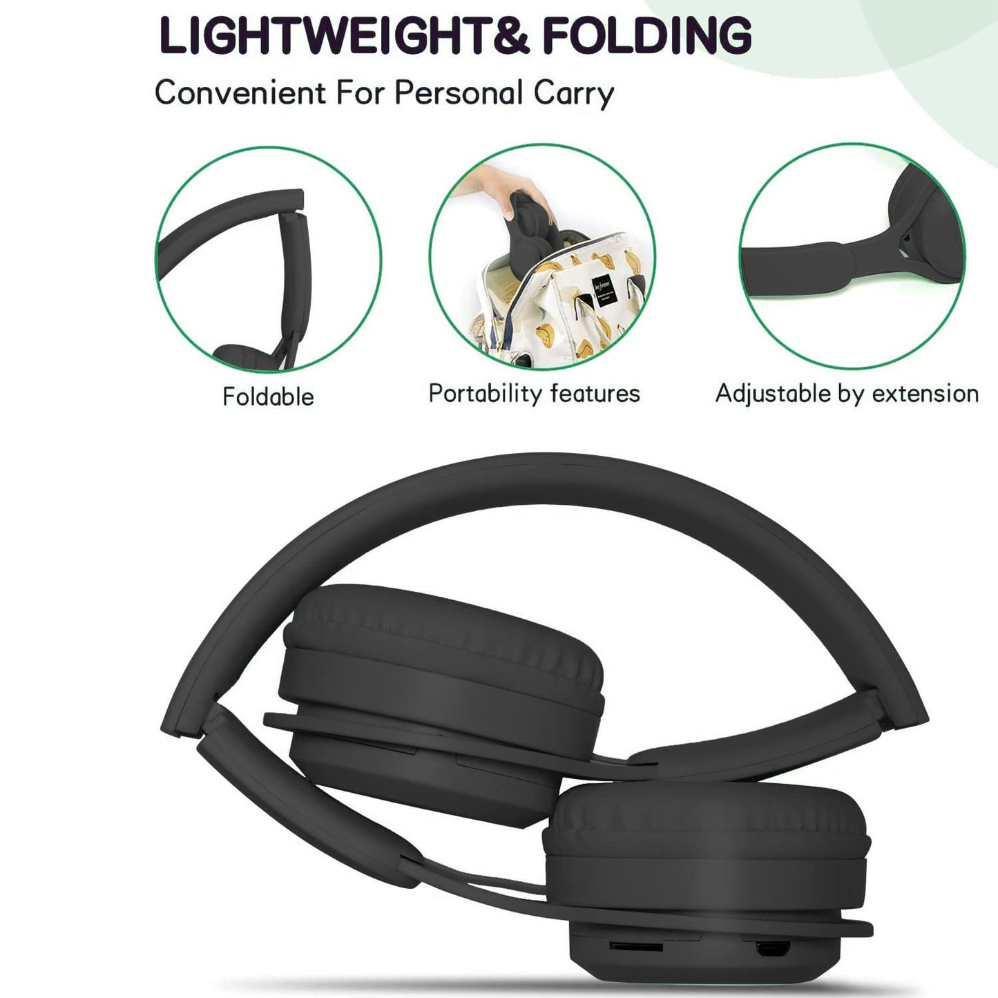 YHO Bluetooth Headphones Over Ear, Wireless Headphones Over Ear,30 Hours Playtime Foldable Lightweight Wireless Headphones,with Built-in HD Mic, FM, SD/TF for PC/Home