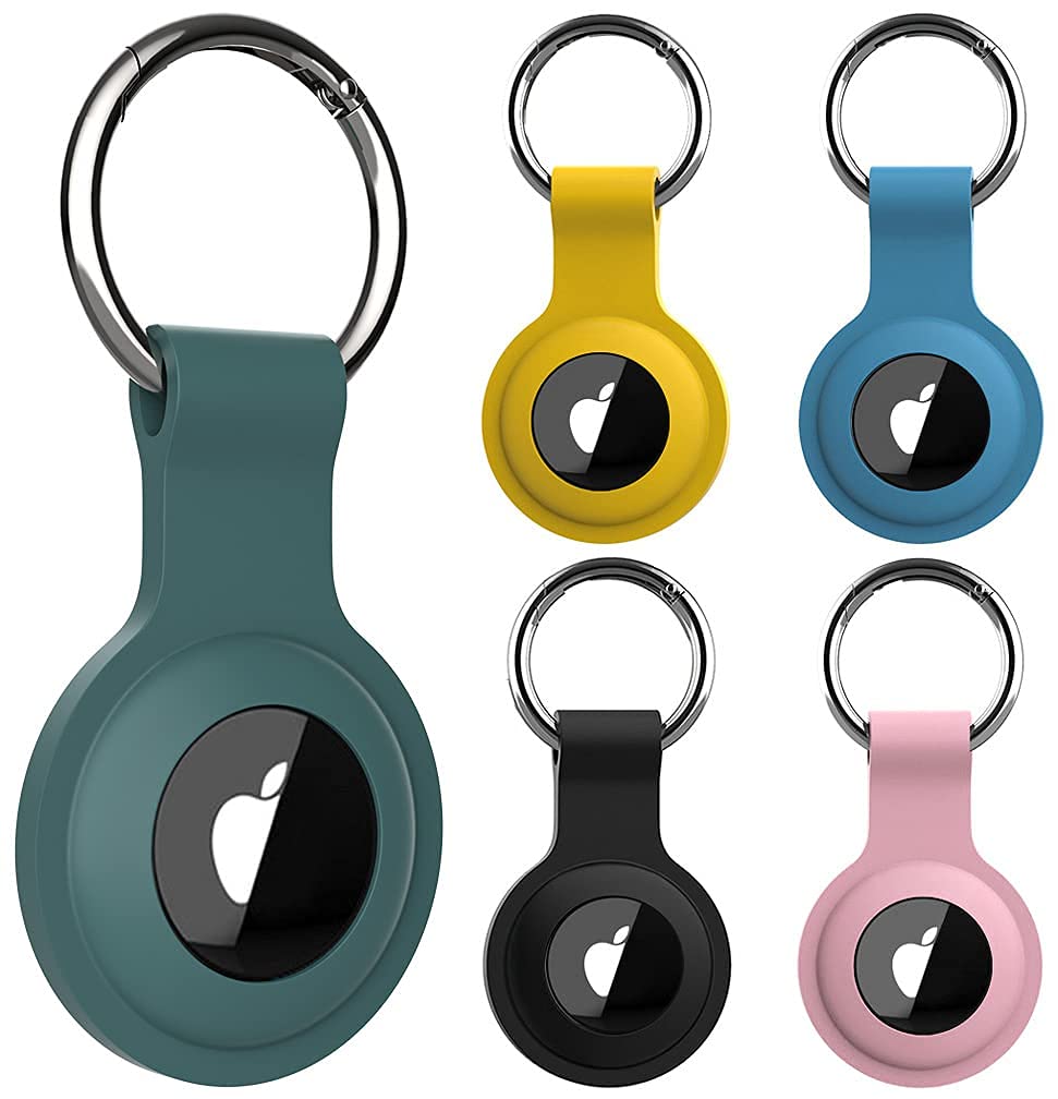 [5-Pack] AirTag Holder - Silicone Case for AirTag Keyring for Keys, Bags, Luggage, Pet Collars - Anti-Lost and Scratch-Resistant Design for Apple Air Tags 2021