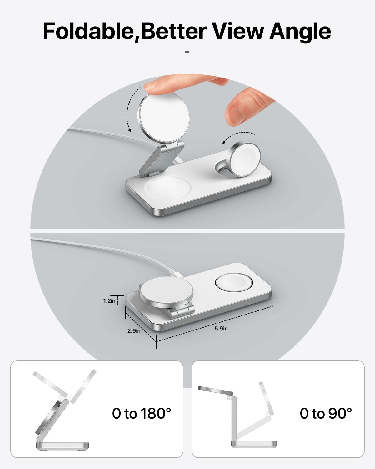 EXW 3 in 1 Magnetic Wireless Charging Station,Fast Wireless Charger for iphone 16/15/14/13/12,Charging Station for Apple Watch and AirPods(Adapter Included) White