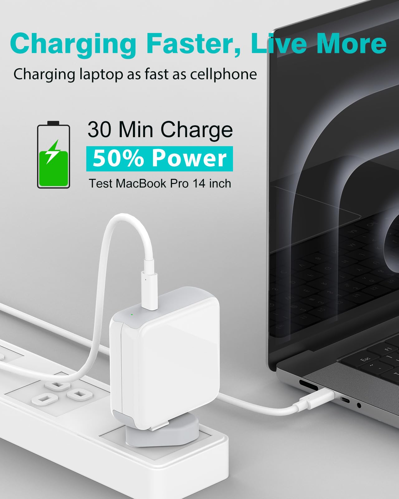 96W Mac Charger Compatible with MacBook Air MacBook Pro 13 14 15 16 inch 2024 2023 2022 2021 2020, M1 M2 M3 Mac Laptop, iPad M4 M2, Type C Fast Power Adapter with 2M/6.6FT MacBook Charger Cable USB C