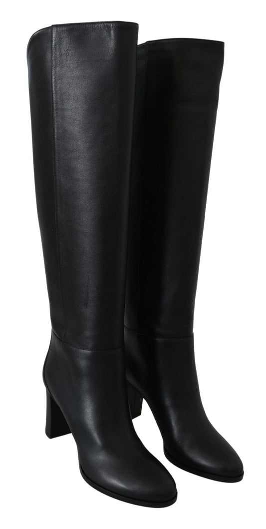 JIMMY CHOO Black Leather Madalie 80 Boots Shoes, Black, 4.5 UK