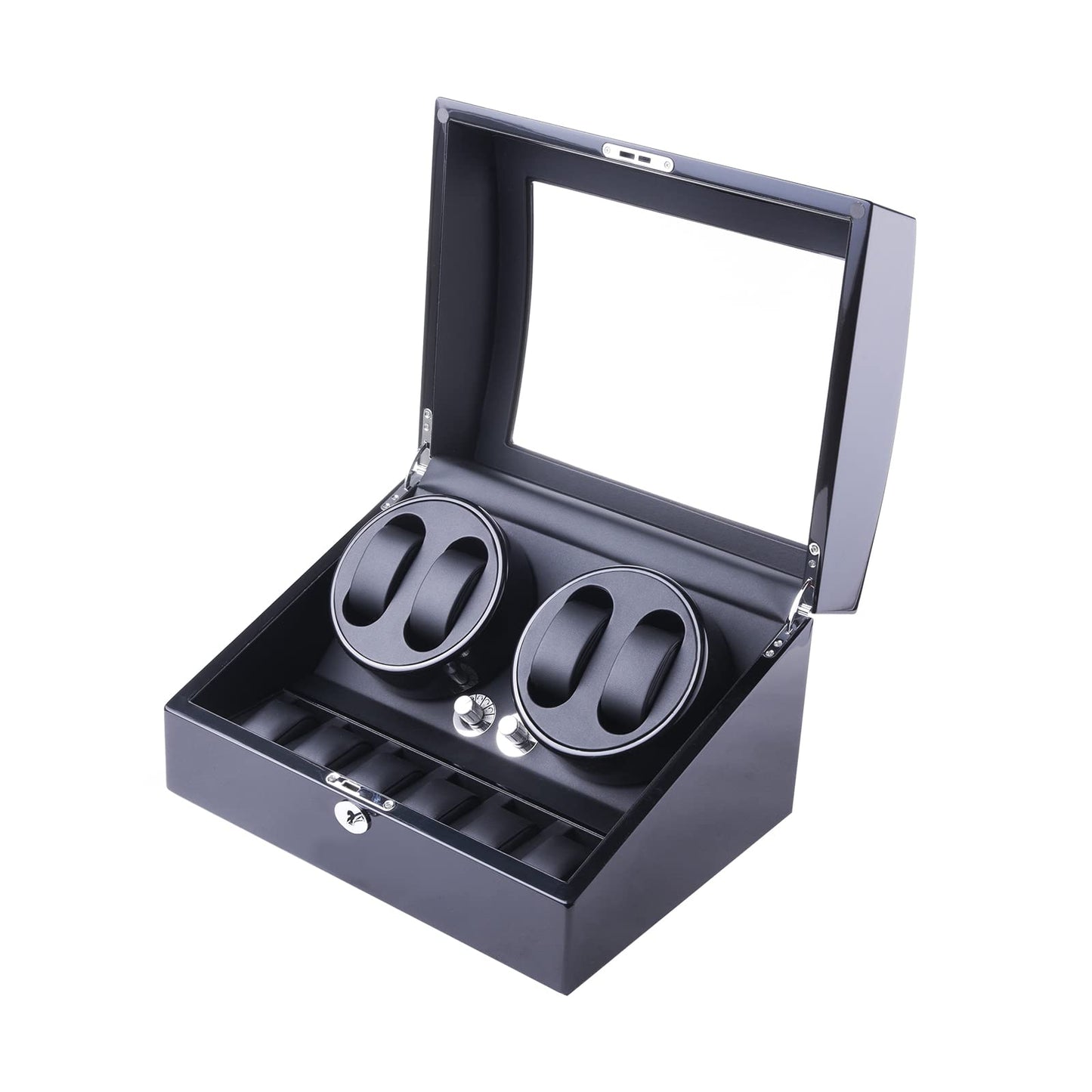 DUKWIN Automatic Watch Winder, Watch Winders with 4 Winder Positions and 6 Display Storage Spaces with Quiet JapMotor Powered by Battery or AC Adapter for Men and Women Watches (British Plug)