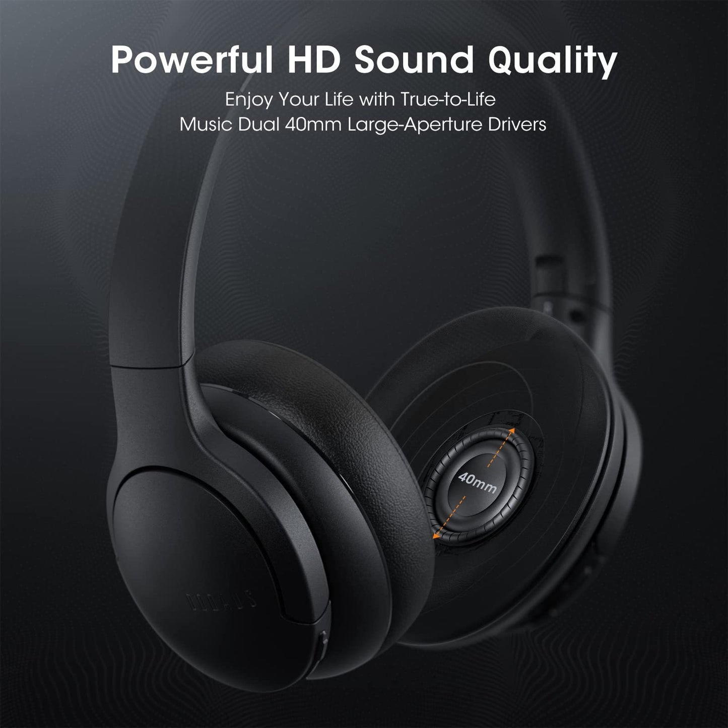 DOQAUS Bluetooth Headphones Over Ear, 90H Playtime Bluetooth5.3 Wireless Headphones, 3 EQ Mode, HiFi Stereo Bass Sound, Headphones Wireless(Black)