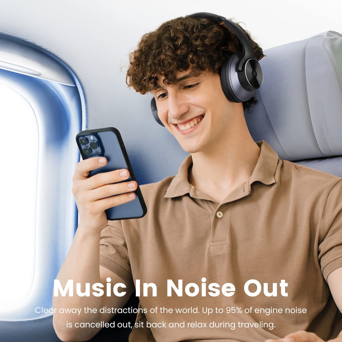 OneOdio A10 Hybrid Active Noise Cancelling Headphones [62 Hrs Playtime] Wireless Bluetooth Over Ear Headphones with Hi-Res Audio, Transparency Mode, Deep Bass, CVC 8.0, for Travel PC Home Office