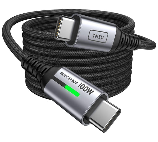 INIU USB C to USB C Charger Cable, [2m] 100W PD3.0 Type C Cable Fast Charging, Phone Charger USB C for MacBook Pro, iPad Air iPhone 16 15 Pro Max, Samsung S24 S23 Ultra, Pixel 9 8, Switch PS5 etc