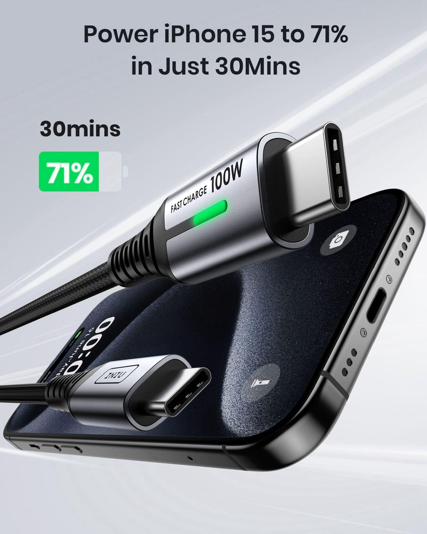 INIU USB C to USB C Charger Cable, [2m] 100W PD3.0 Type C Cable Fast Charging, Phone Charger USB C for MacBook Pro, iPad Air iPhone 16 15 Pro Max, Samsung S24 S23 Ultra, Pixel 9 8, Switch PS5 etc