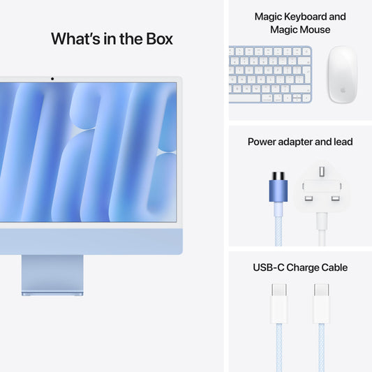 Apple iMac All-in-One Desktop Computer with M4 chip with 8-core CPU and 8-core GPU: Built for Apple Intelligence, 24-inch Retina Display, 16GB Unified Memory, 256GB SSD Storage; Blue