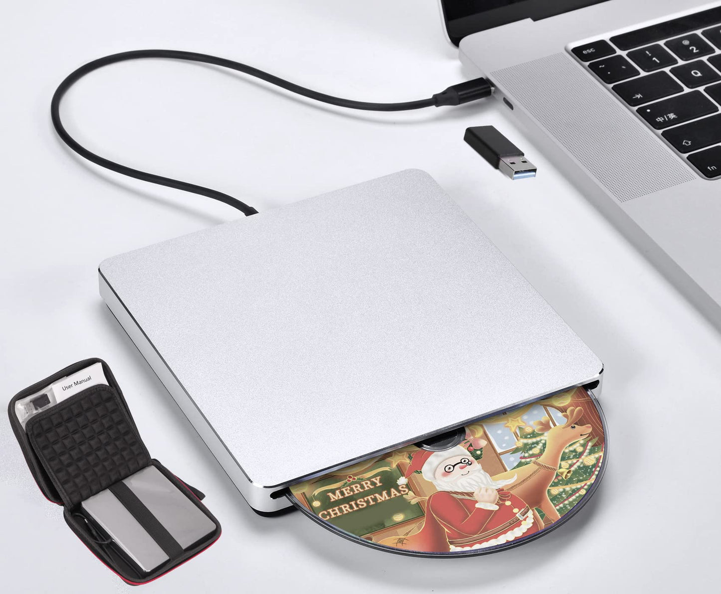 NOLYTH CD Drive for Mac, USB DVD Drive External CD Burner for Laptop, Slot-in SuperDrive for Apple, Portable Optical Disk Reader Writer DVD Player for PC Windows MacBook
