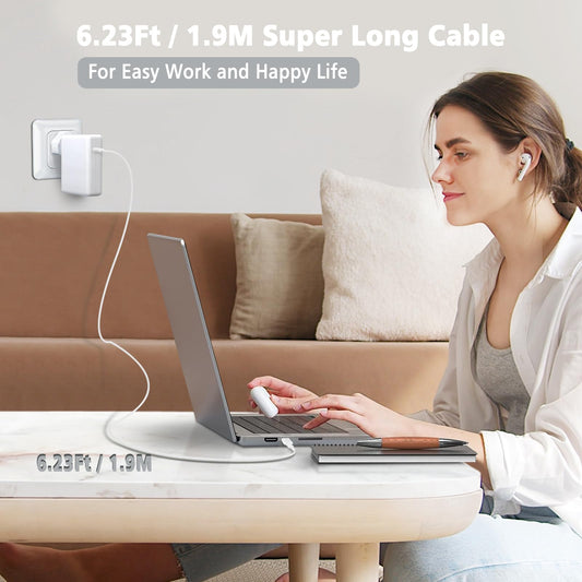100W Mac Book Pro/Air USB C Charger - Fast Travel Laptop Charger Adapter for Mac Book Pro/Air,13,14,15,16 inch,i Pad, i Phone 14 Pro,and ALL USB C Type C Device 5.9 ft C to C Cable Included