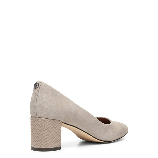 Donald Pliner Stephani 2” Block, Chunky Heels, Women’s Dress Shoes, Classic Pump, Light Taupe-Kid Suede, 3 UK