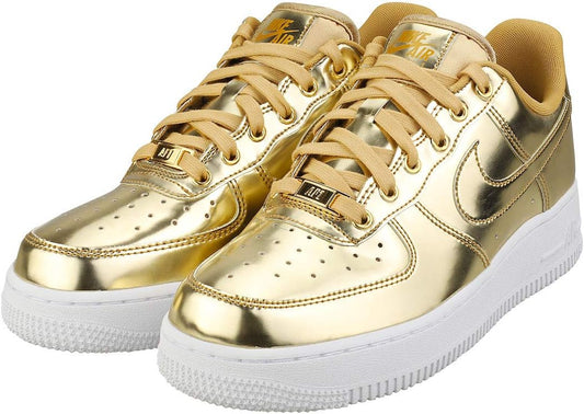 NIKE Women Women Sports Shoes AIR Force 1 SP Metallic GO Gold 7 UK