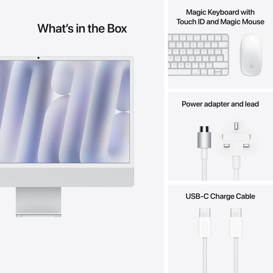 Apple iMac All-in-One Desktop Computer with M4 chip with 10-core CPU and 10-core GPU: Built for Apple Intelligence, 24-inch Retina Display, 16GB Unified Memory, 512GB SSD storage; Silver